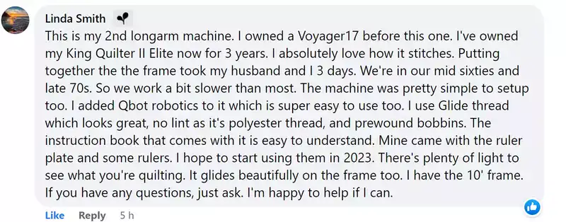 King Quilter II Longarm Quilting Machine Review And Comparison 8 Linda Smith Review King Quilter II Elite